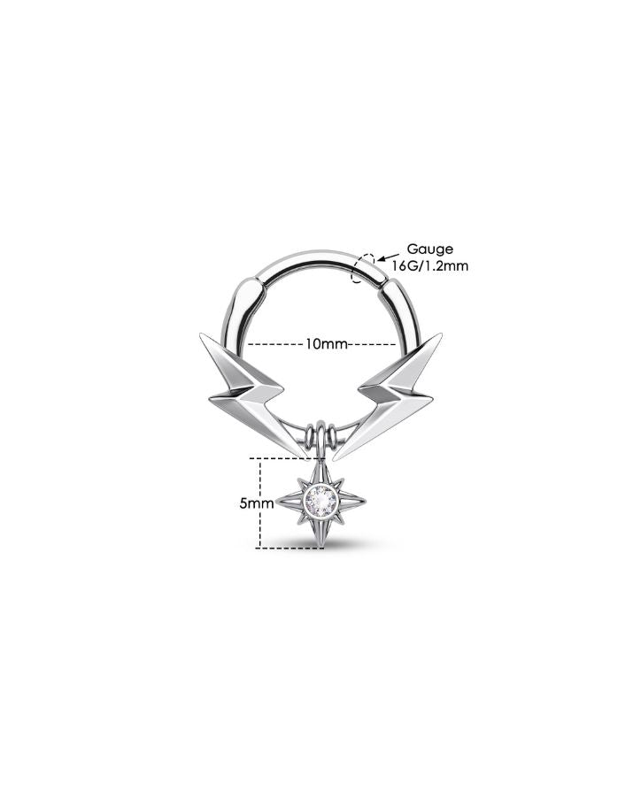 LIGHTNING BOLT STAR DANGLE CLICKER SEPTUM RING
