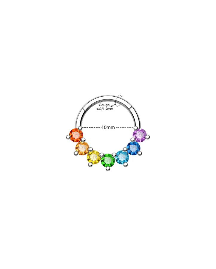 RAINBOW CZ HINGED SEGMENT DAITH SEPTUM RING