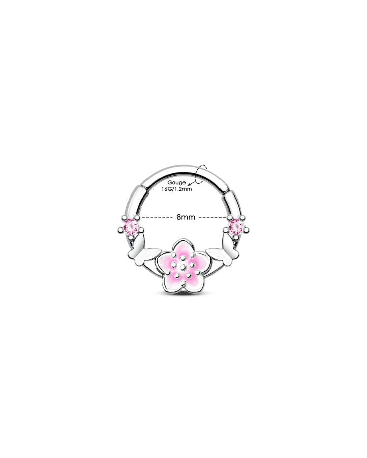 BUTTERFLY & SAKURA HINGED SEGMENT SEPTUM RING