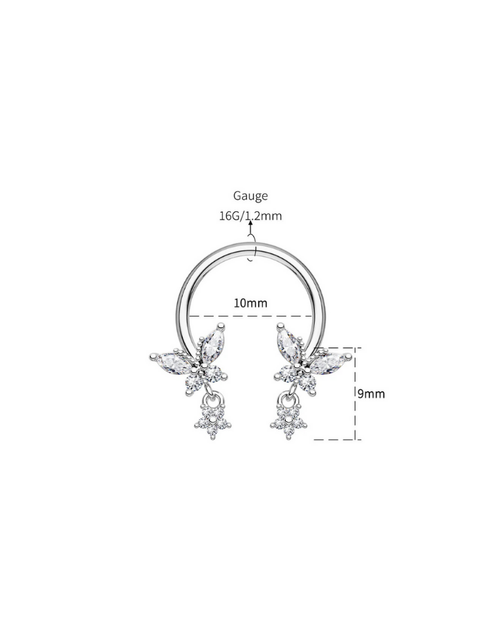 BUTTERFLY DANGLE STAR HORSESHOE SEPTUM RING