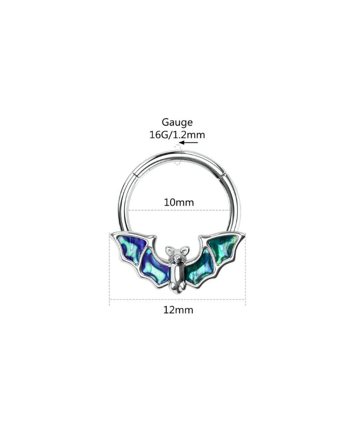 ABALONE SHELL BAT HINGED SEPTUM RING