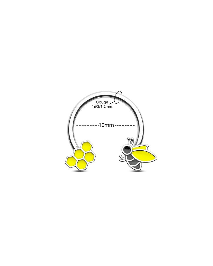 BEE & HONEYCOMB HORSESHOE SEPTUM RING
