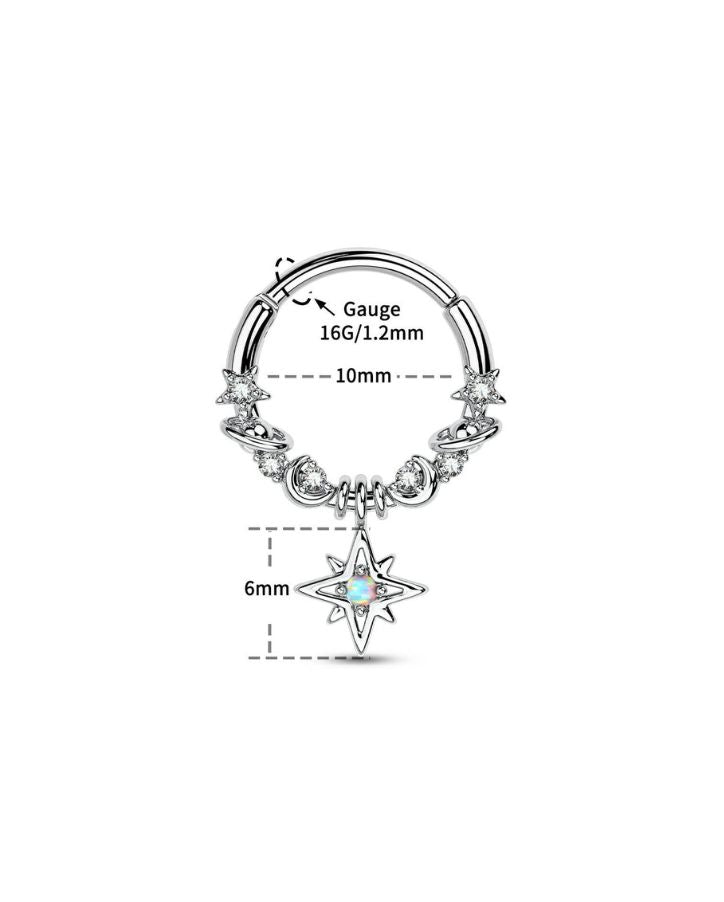 STAR MOON PLANET DANGLE SEPTUM RING