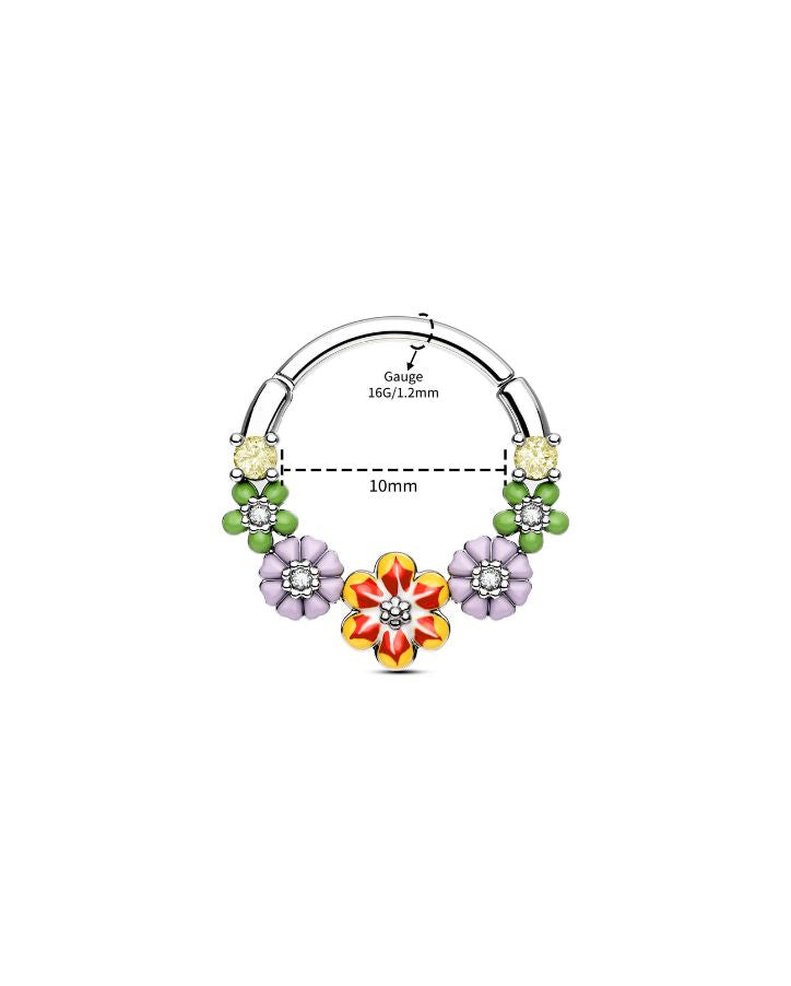 MULTI-COLOURED SPRING FLOWER SEPTUM RING