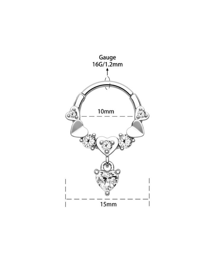 DEEP LOVE DANGLE HEART SEGMENT SEPTUM RING