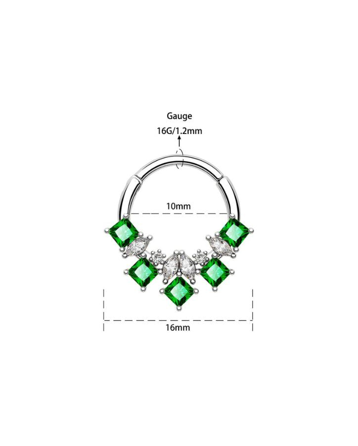 VERDANT GREEN GEM HINGED SEGMENT SEPTUM RING