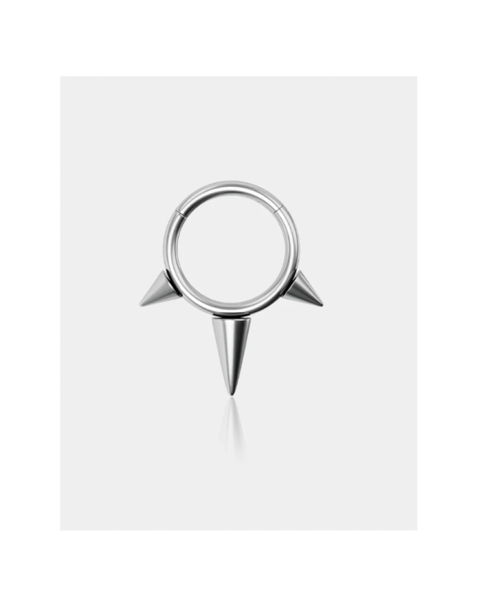 PUNK TRIPLE SPIKES SEPTUM CLICKER RING