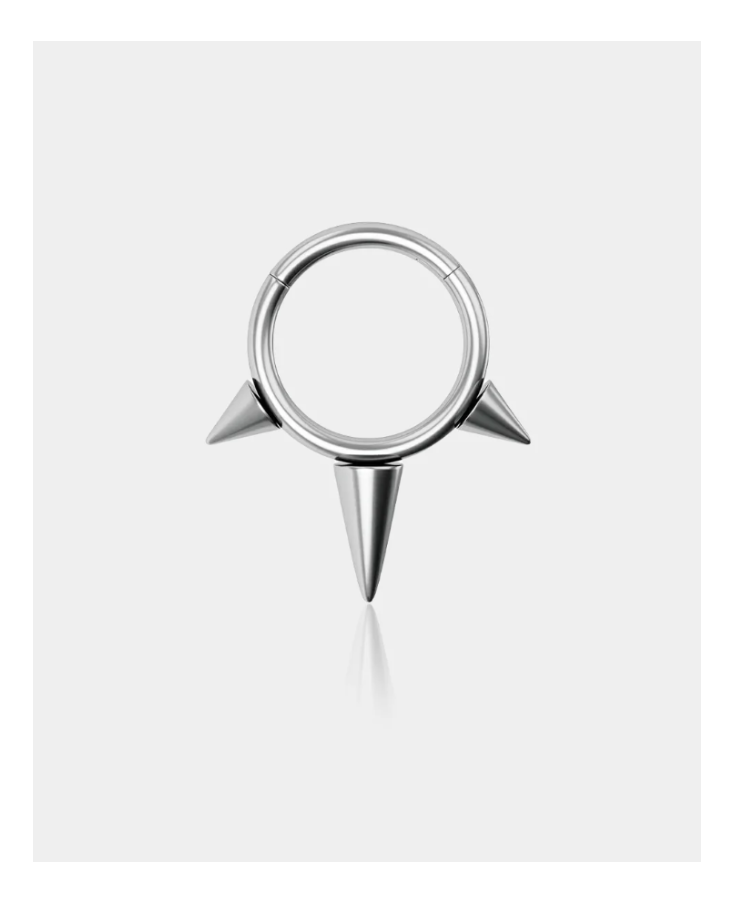 PUNK TRIPLE SPIKES SEPTUM CLICKER RING